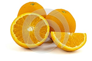 Fresh navel oranges isolated on white background. Save with clipping path