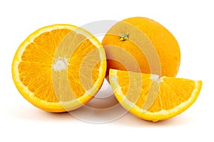 Fresh navel oranges isolated on white background. Save with clipping path