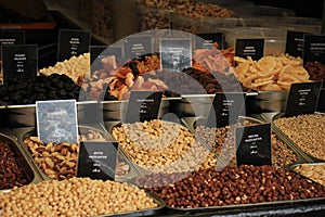 Fresh nuts on a market stall