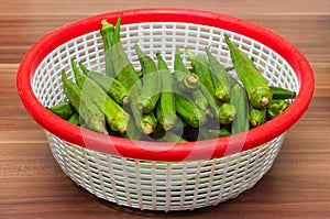 Fresh Okra (Bhindi) in a basket