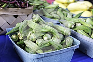 Fresh okra at a farmers market