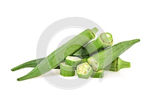 Fresh okra isolated on white background