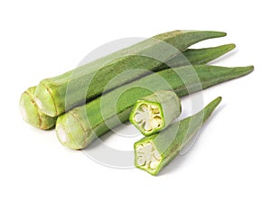 Fresh okra isolated on white background