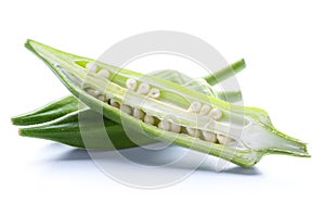 Fresh okra isolated on white