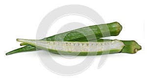 Fresh okra on white background