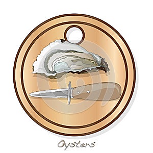 Fresh opened oyster vectorv images set on plate / dish isolated on white background