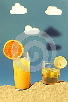 Fresh orange and apple drinks