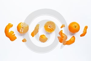 Fresh orange citrus fruit isolated on white background