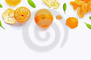 Fresh orange citrus fruit isolated on white background. Juicy, sweet and high vitamin C