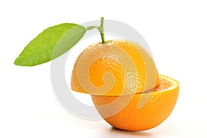 Fresh orange fruit halves