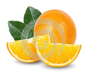 Fresh orange fruit isolated on white background