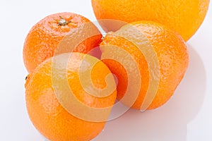 Fresh orange halved to show the pulp