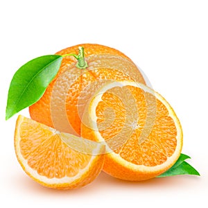 Fresh orange isolated on white background