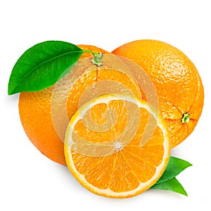 Fresh orange isolated on white background