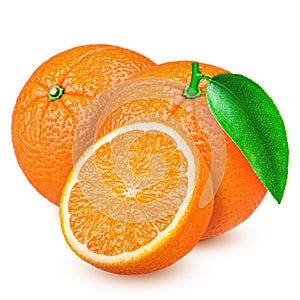 Fresh orange isolated on white background