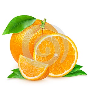Fresh orange isolated on white background