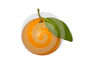 Fresh orange isolated on a white background, Mandarin orange with green leaf isolated on white background