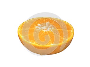 Fresh orange isolated on a white background, Mandarin orange with green leaf isolated on white background