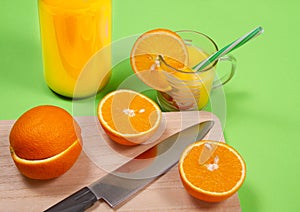 Fresh orange juice with fresh fruits