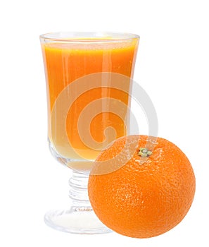 Fresh orange juice and full orange-fruit