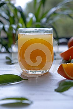 Fresh orange juice in the glass
