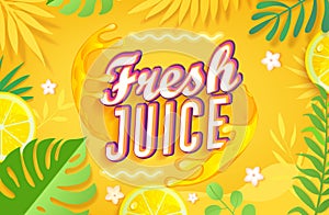 Fresh orange juice label with splash.