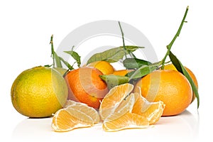 Fresh orange mandarin isolated on white