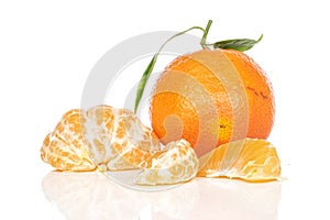 Fresh orange mandarin isolated on white