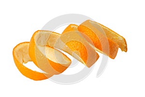 fresh orange peel isolated on white background
