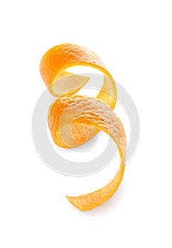 Fresh orange peel on white background.