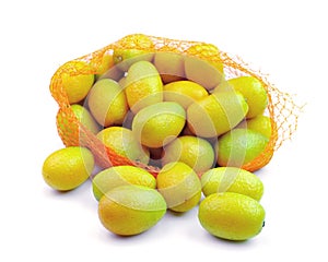 Fresh orange in plastic netting sack