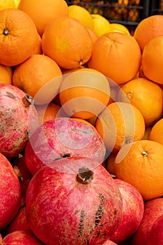 Fresh orange for sale in market. Agriculture