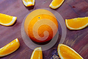 Fresh orange separated on monochrome background