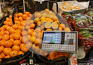 Fresh orange on the shelf in the fresh fruit zone