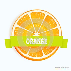 Fresh orange slice with stripe