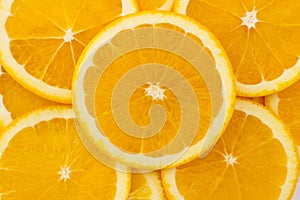 Fresh orange and slices background