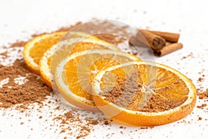 Fresh Orange Slices with Ground Cinnamon
