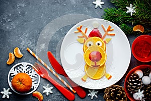 Fresh orange slices santa reindeer, Christmas food art