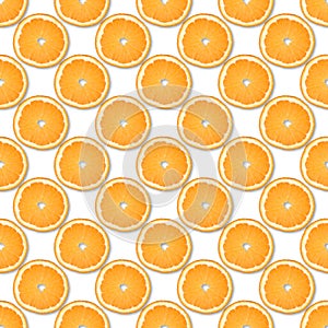 Fresh orange slices seamless pattern. Close up of citrus fruit background. Studio photography