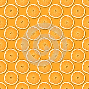 Fresh orange slices seamless pattern. Close up of citrus fruit background. Studio photography