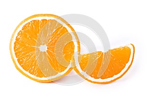 Fresh orange slices on a white background