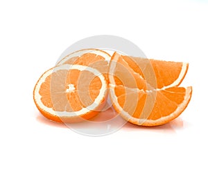 Fresh orange tropical fruits juicy group slice decoration prepare for serve no leaves. isolated on white background  vitamin c fro