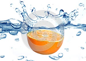 Fresh orange , water splash