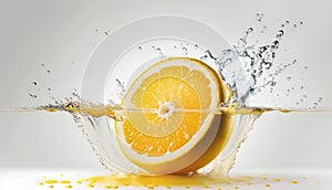 Fresh orange with water splash isolated on white background. 3d illustration