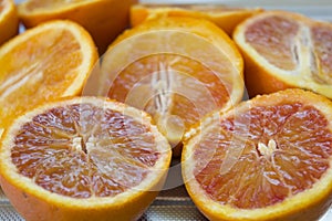 Fresh oranges cut half