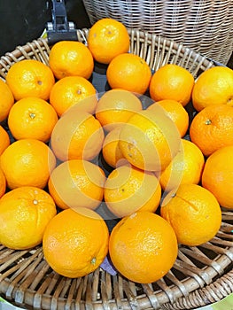Fresh oranges sell in supermarket