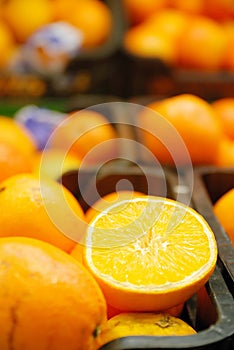 Fresh oranges in supermarket