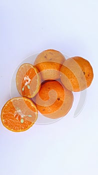 fresh oranges white background. orange fruit. orange slices, vitamin c.