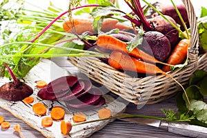 Fresh organic beetroot and carrot