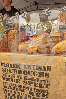 Fresh organic bread at the market